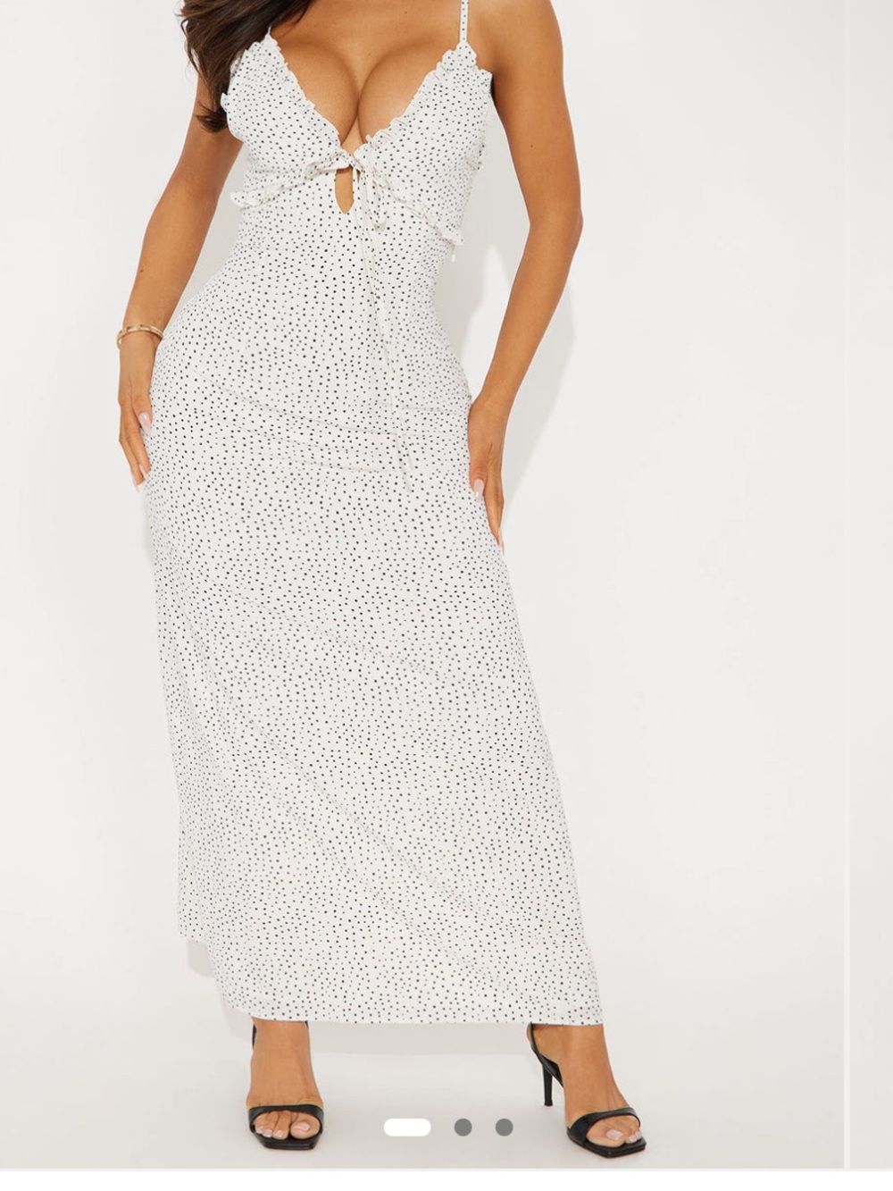 REVOLVE White Polka Dot Maxi Dress with Tie-Front